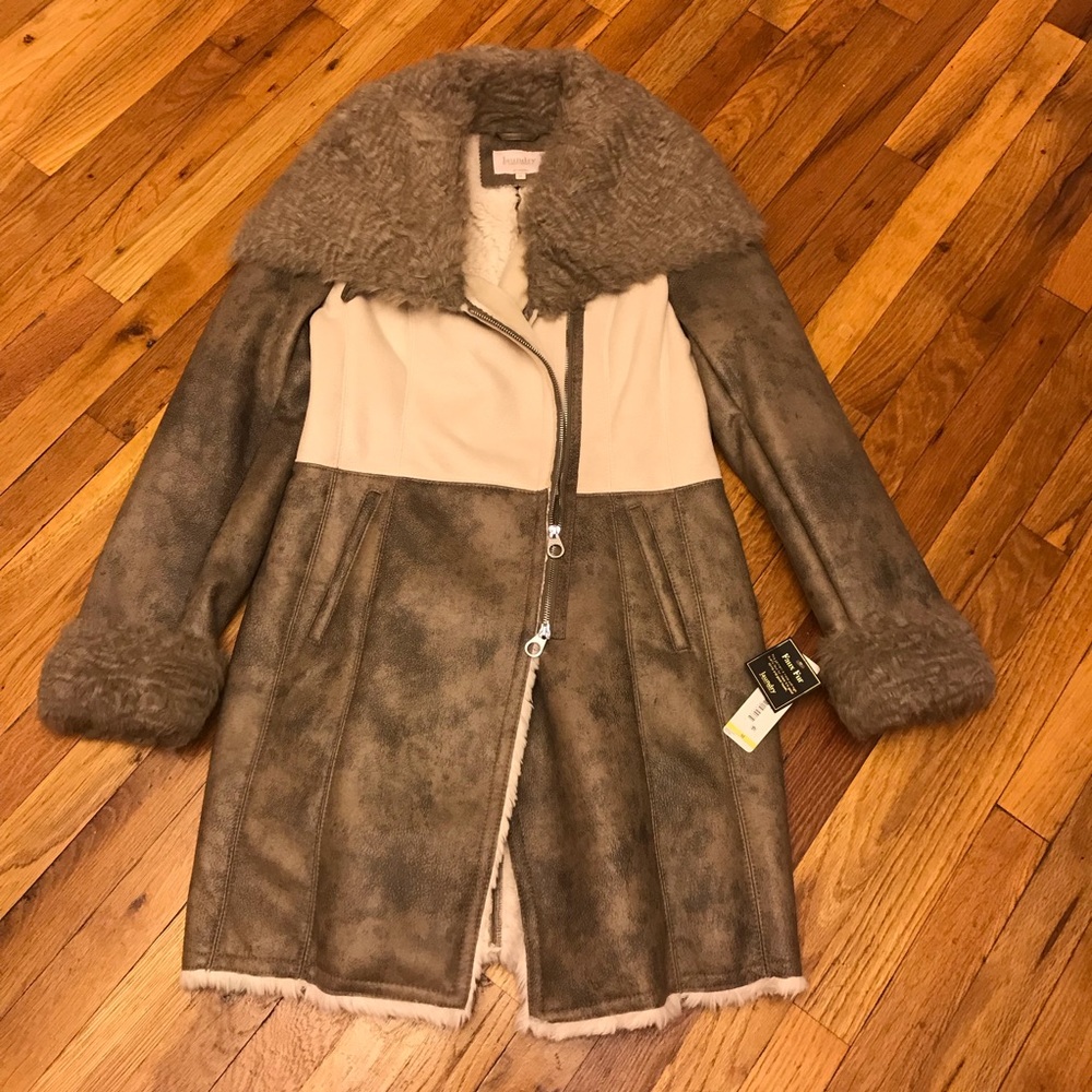 Laundry by Shelli Segal Faux Suede Coat ivory,NWOT - Picture 3 of 8